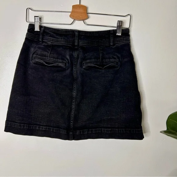 Madewell Stretch Denim A-line Mini Skirt in Black Frost - Picture 5 of 7